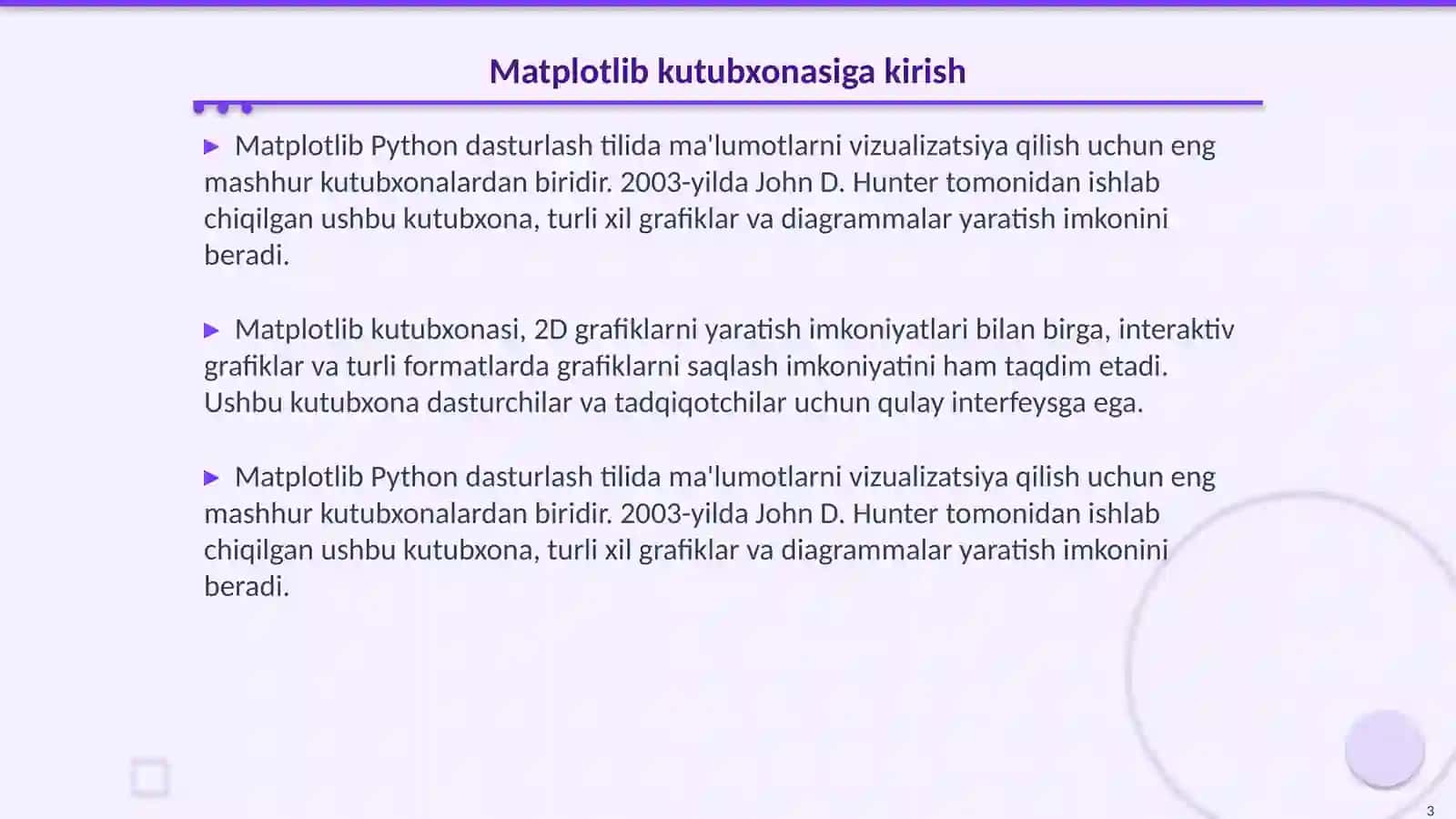 Pythonda matplotlibdan foydalanish 3