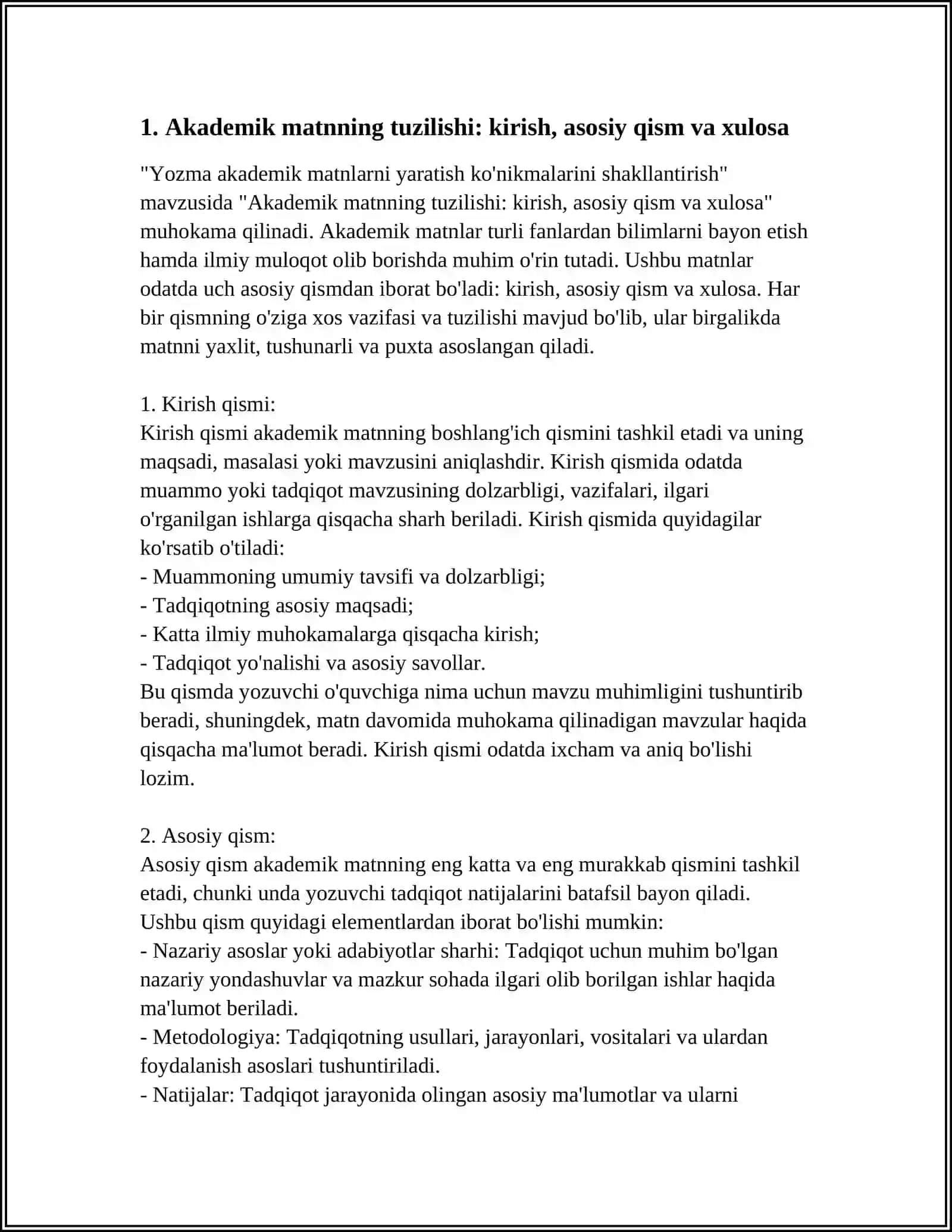YOZMA AKADEMIK MATNLARNI YARATISH KO'NIKMALARINI SHAKLLANTIRISH 3