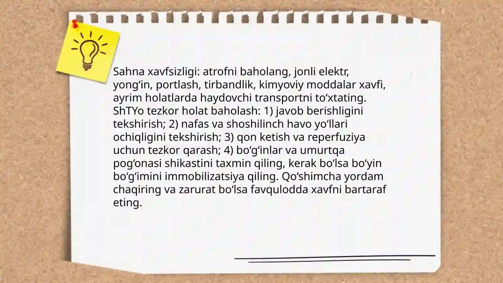 Sahna xavfsizligi va tezkor holat baholash (ShTYo bosqichi) 3