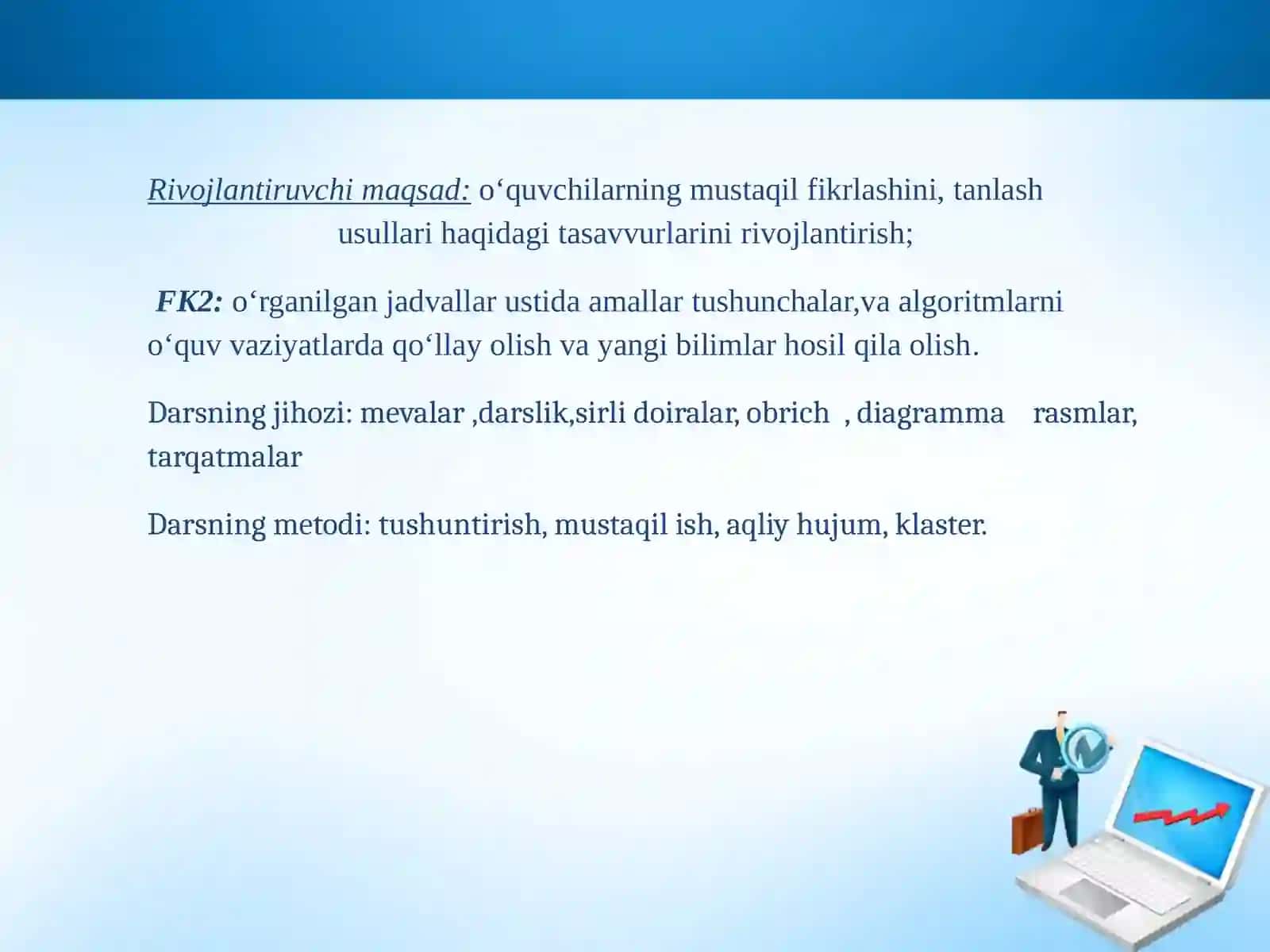 Jadvallar ustida amallar 3