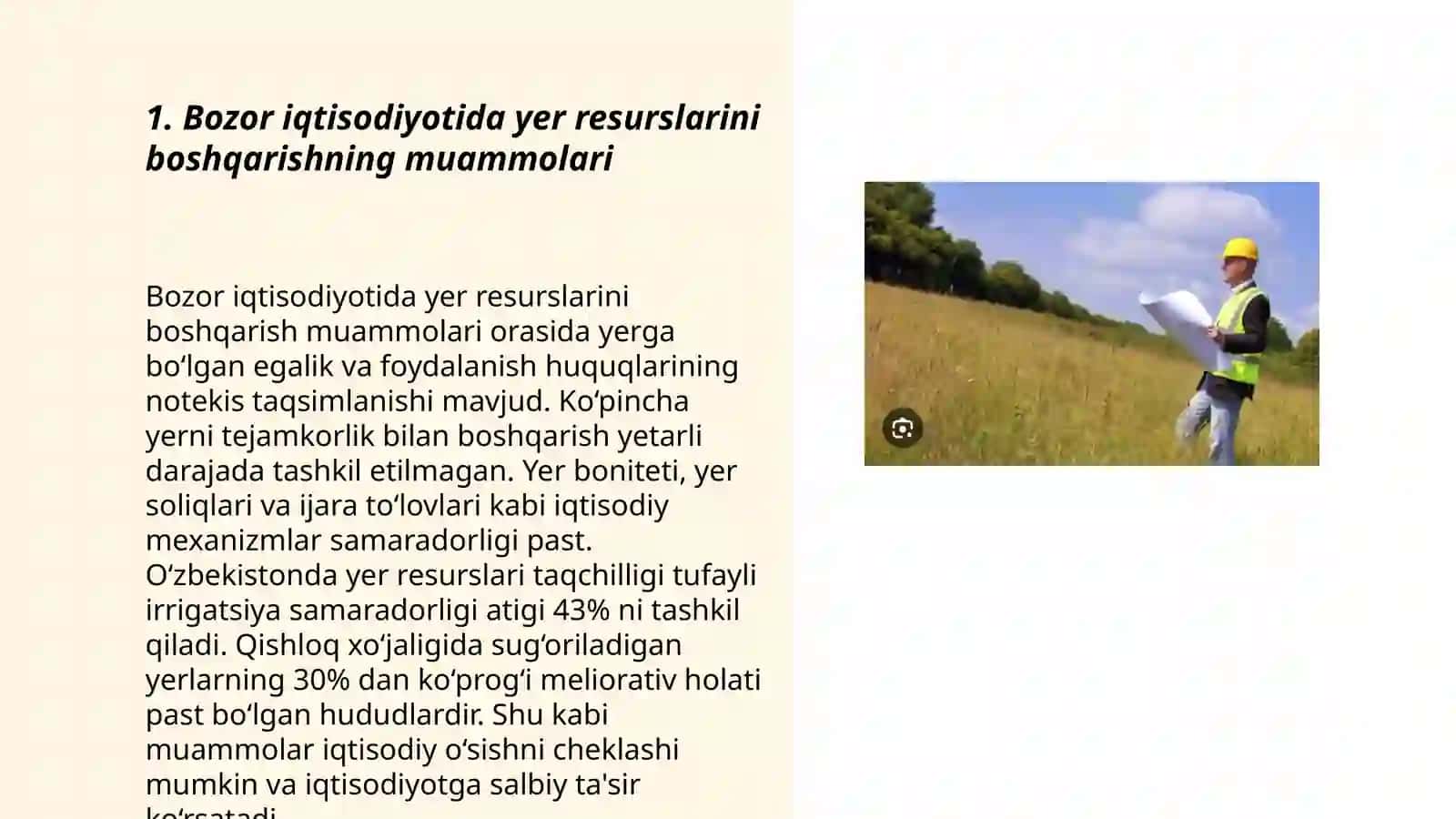 Bozor iqtisodiyoti sharoitida yer resurslarini boshqarishning o'ziga hos hususuyatlari 3