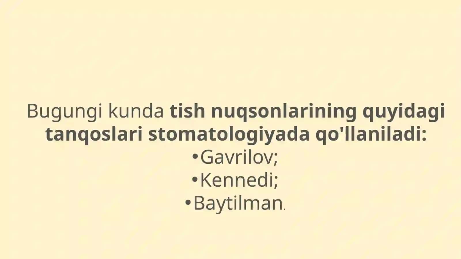 TISH NUQSOZLARINING XALQARO TASNIFI 3