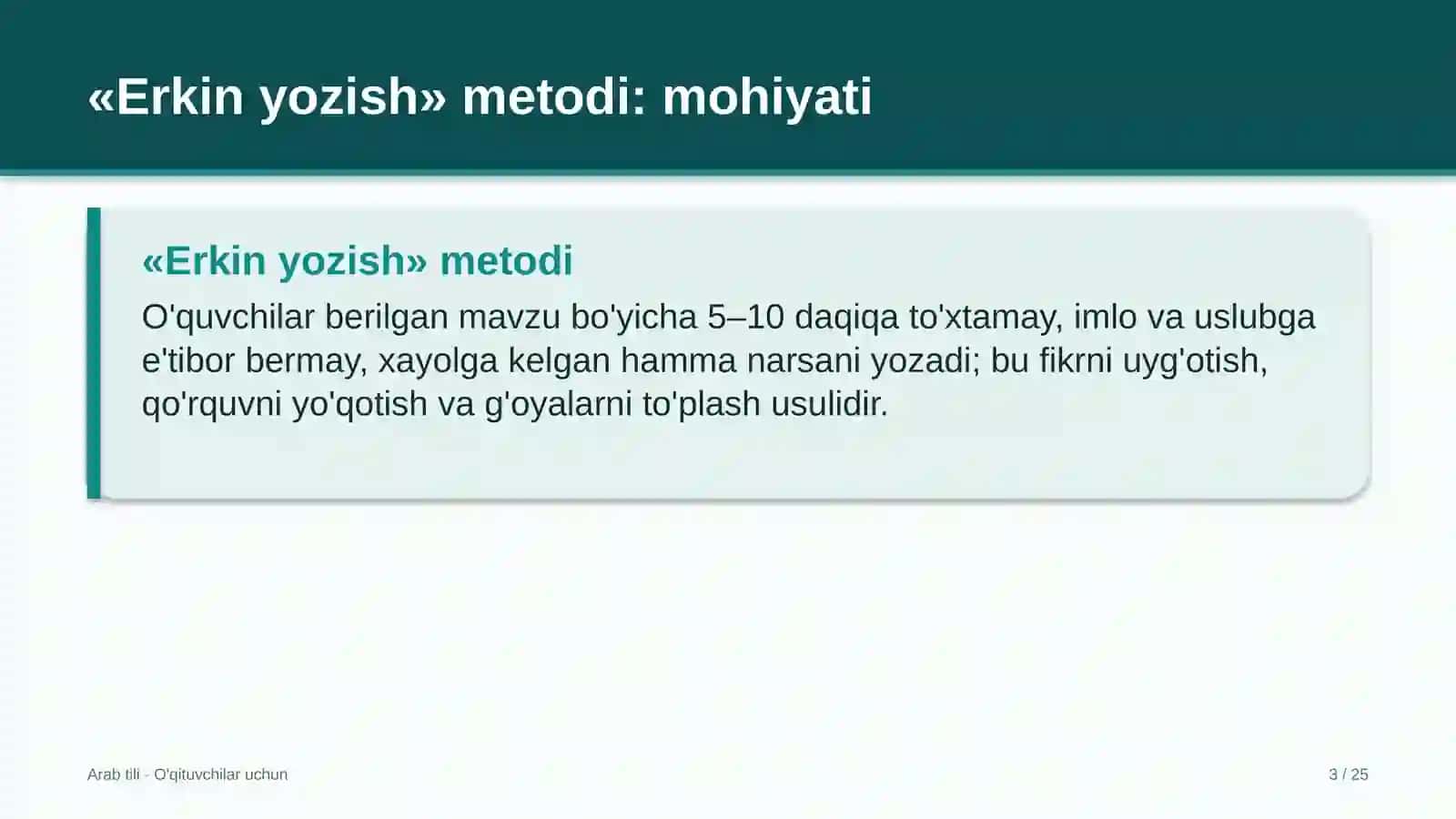 arab tili darslarida erkin yozish metodidan foydalanish 2764 3