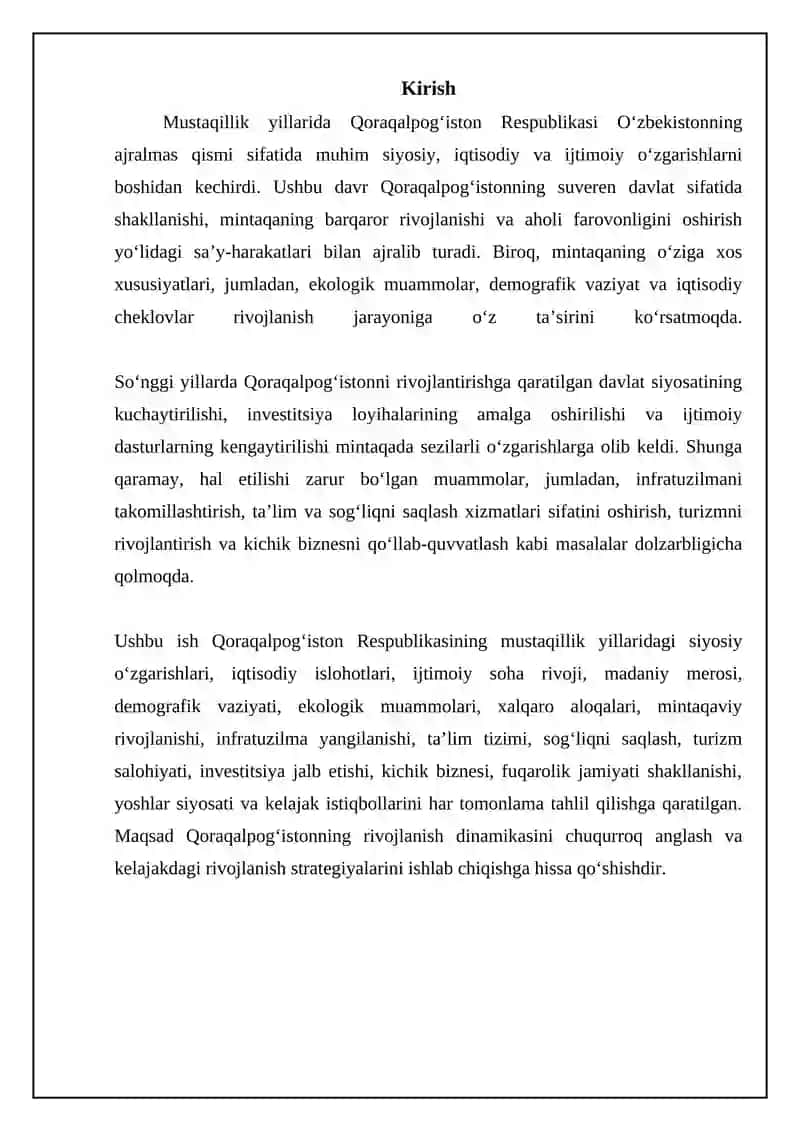 Mustaqil ish: Mustaqillik yillarida Qoraqalpog‘iston Respublikasi 3