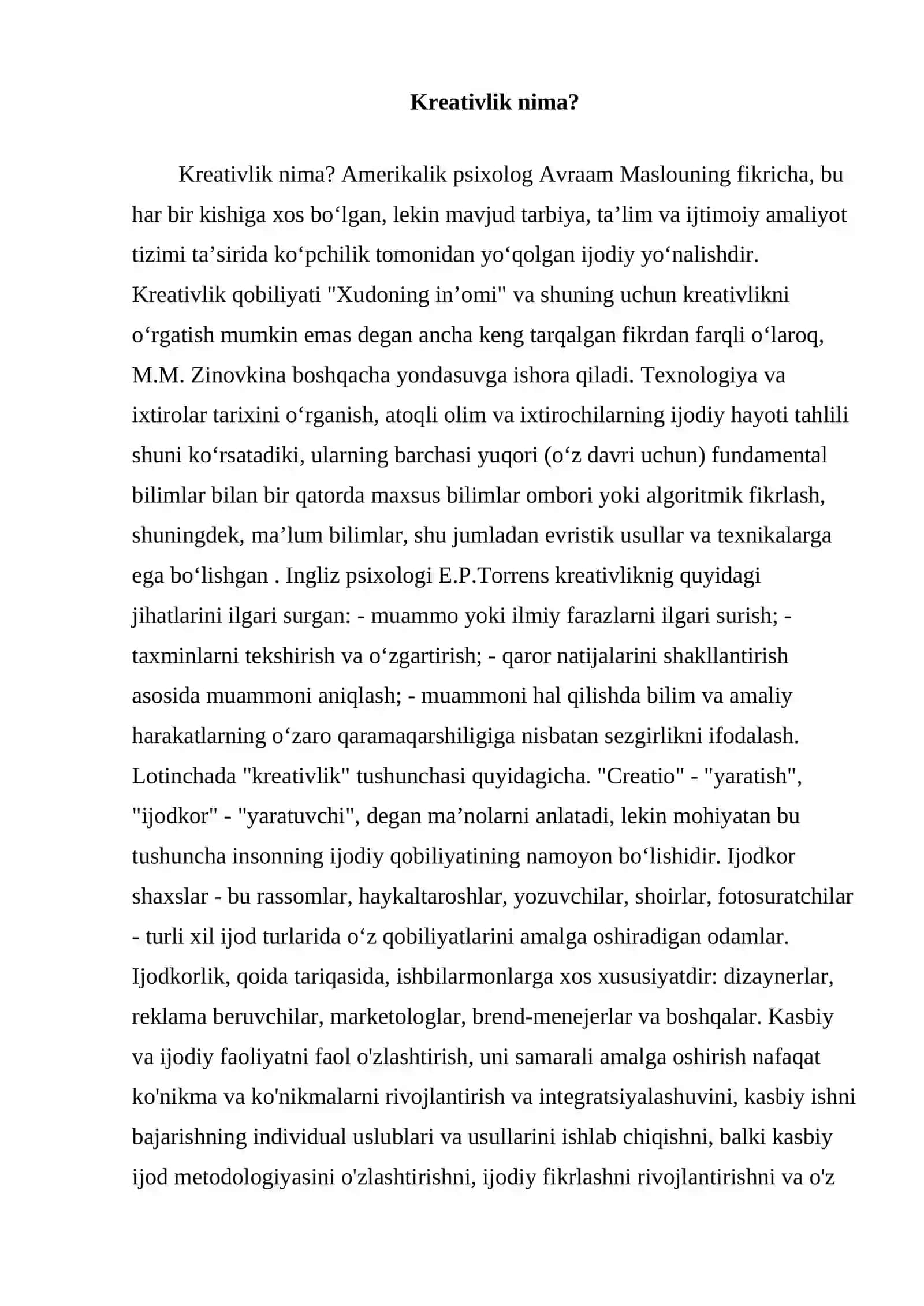 Kreativlikni Individual oshirish. 3