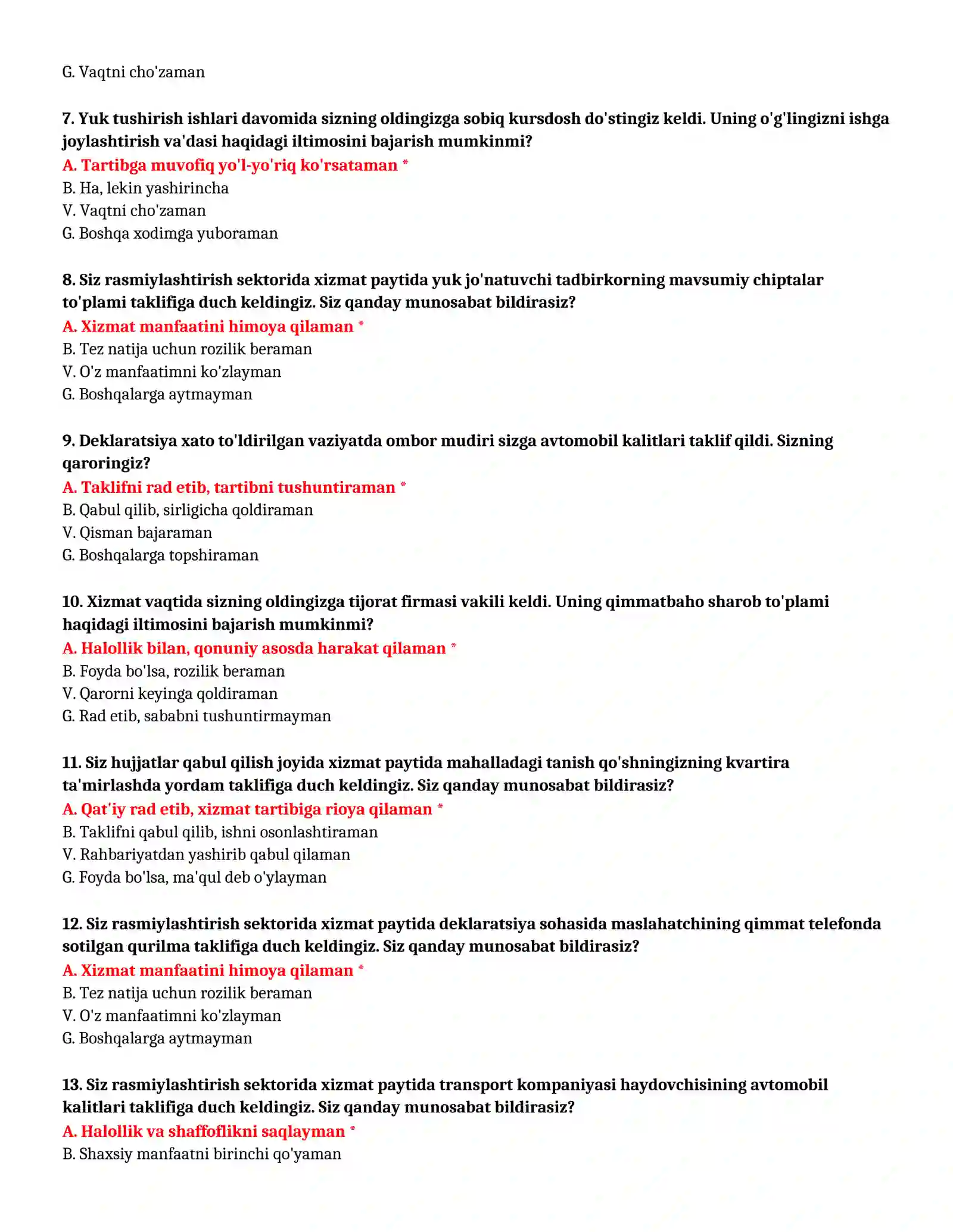 Bojxona IQ testlari 3