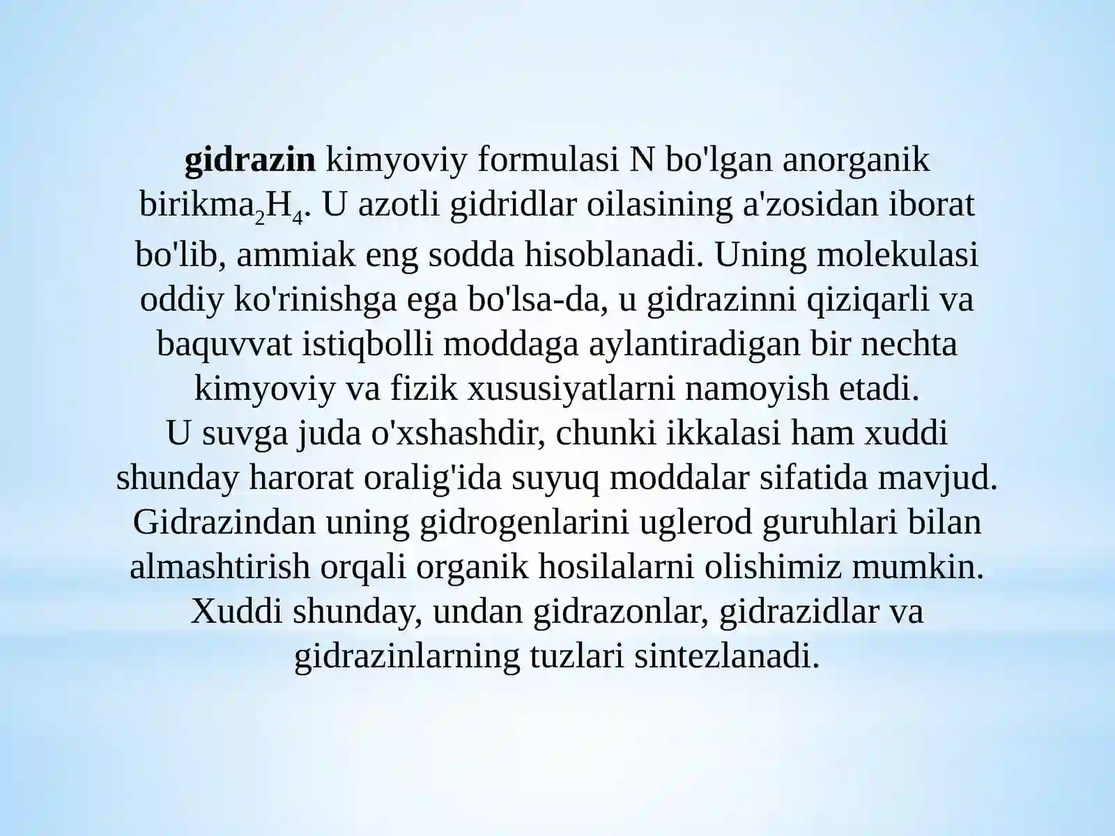 NITRID GIDROZIN GIDROKSILAMIN AZIT KISLOTASI 3