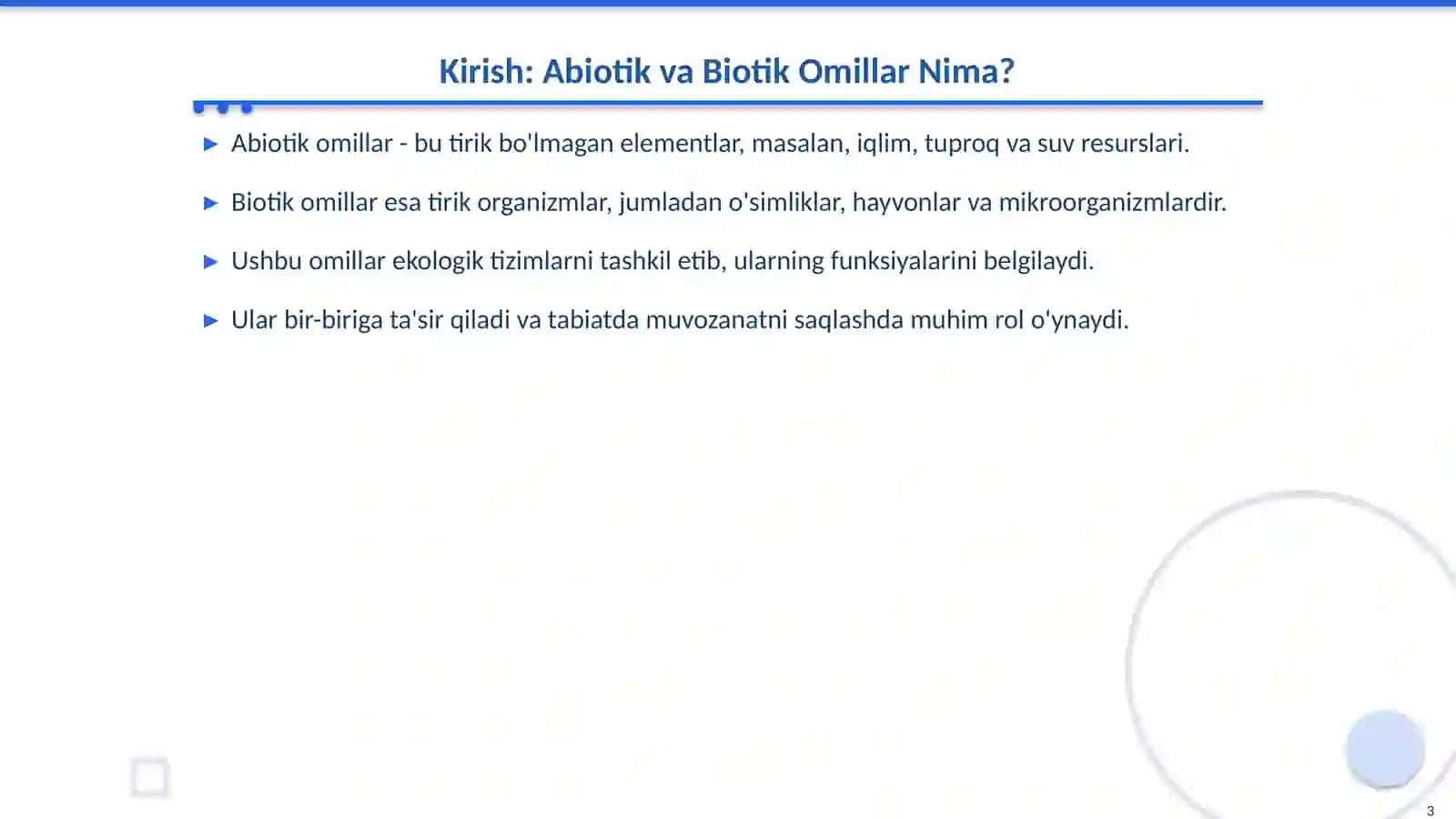Abiotik va Biotik Omillarni O‘rganish 3