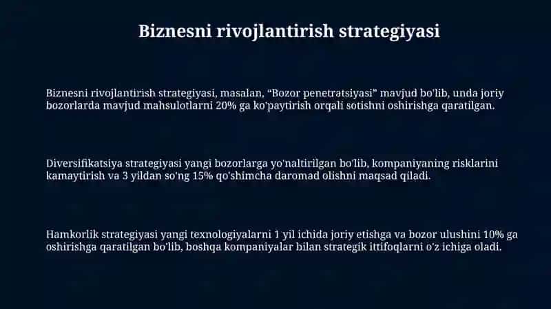 Biznesni rivojlantirish strategiyasi 3