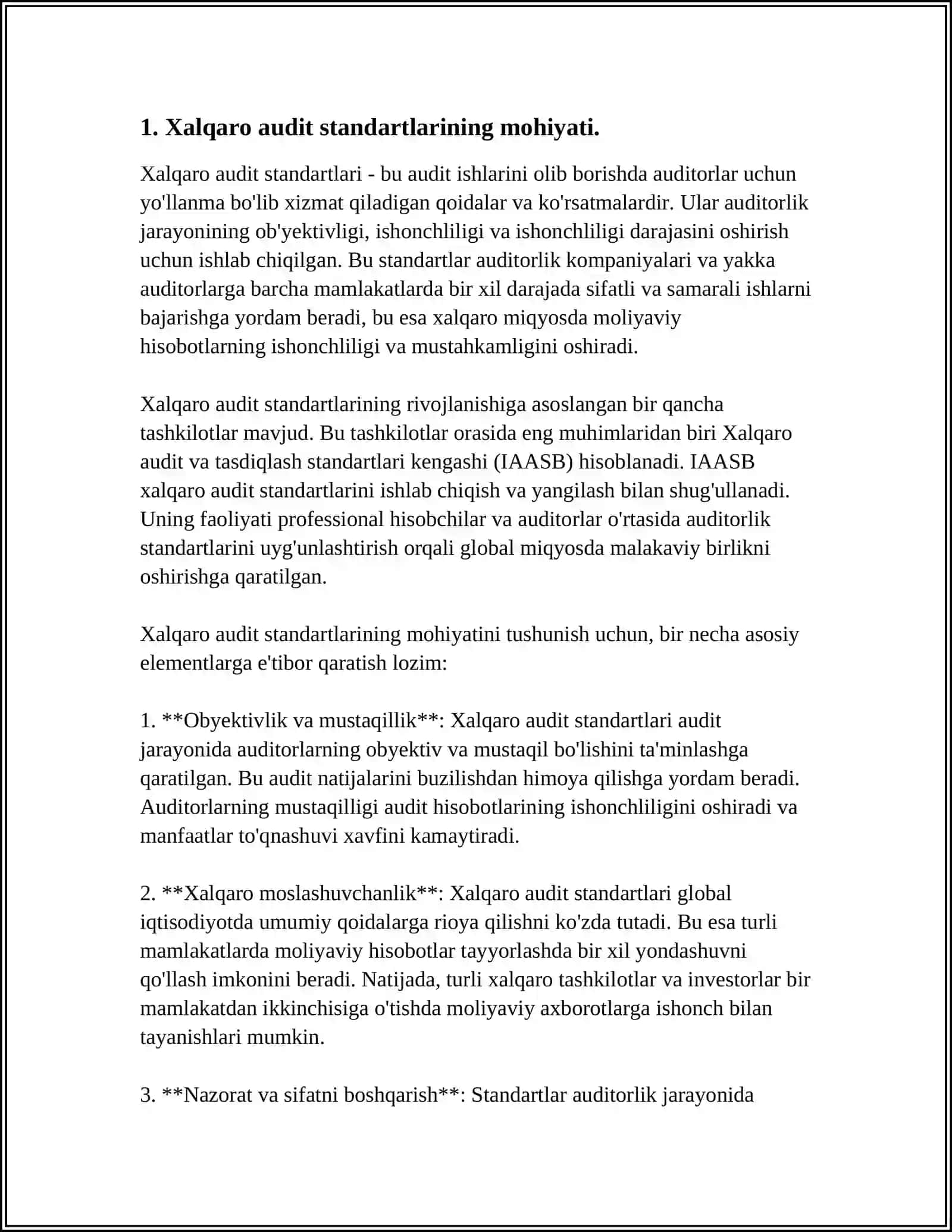 AUDITINING XALQARO STANDARTLARINI O'ZBEKISTO RESPUBLIKASIDA QO'LLASH MASALALARI 3