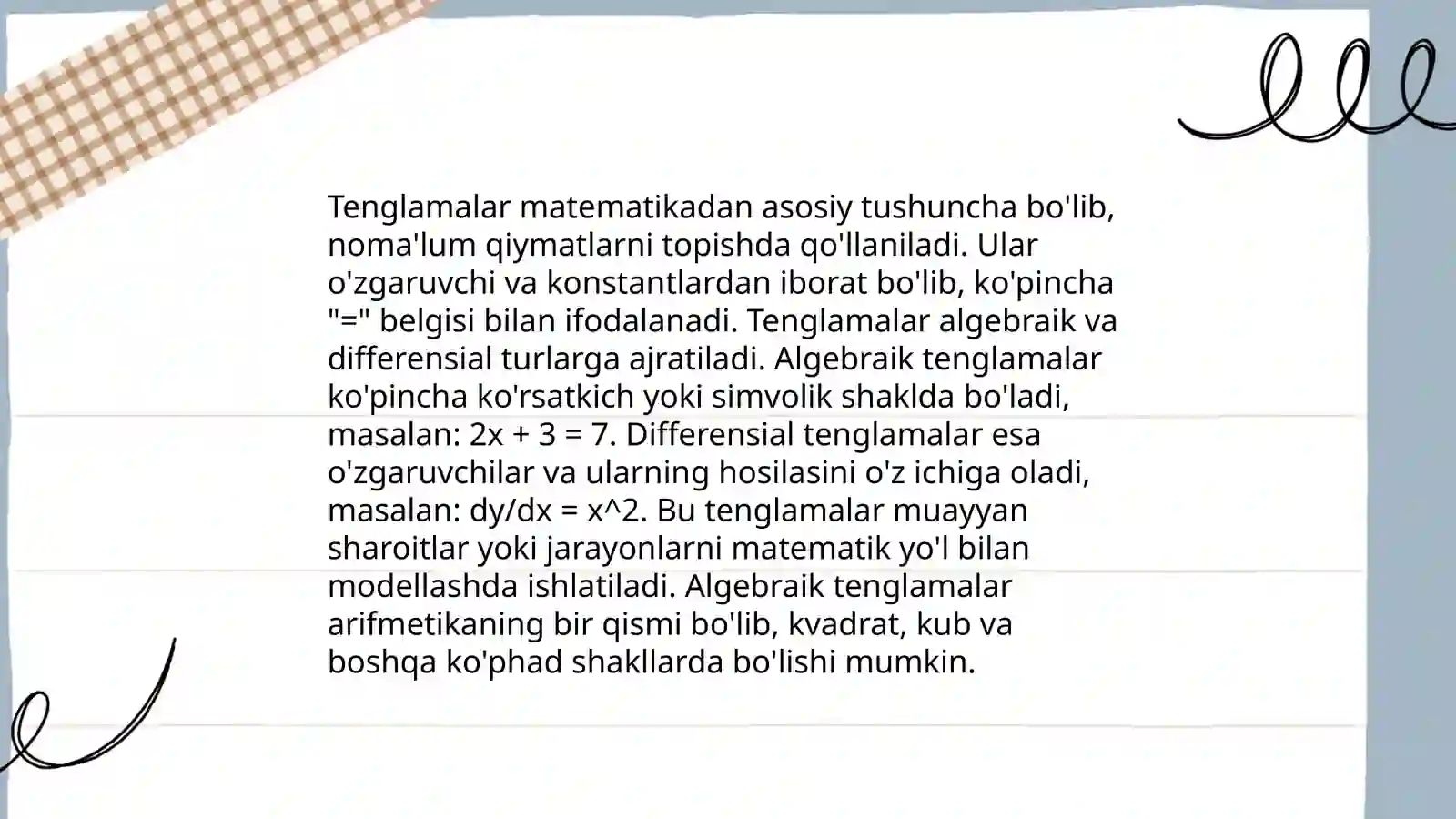 Tenglamalar 3