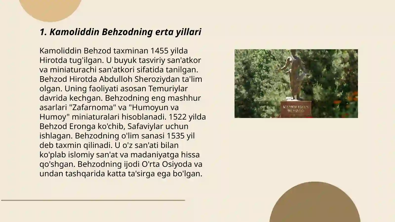 Kamoliddin Behzod hayoti ijodi slayd 3