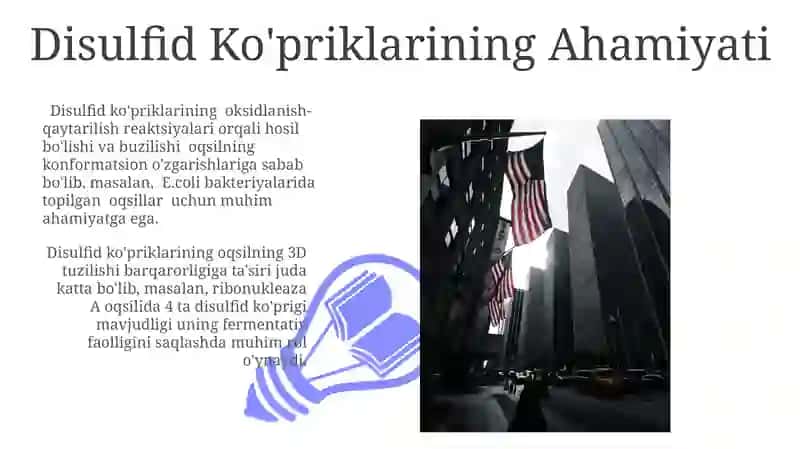 Disulfid ko'priklarining oqsilning 3D tuzilishi 3