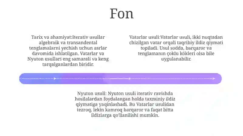 Algebraik Va Transtendent Tenglamalarni Taqribiy Yechishda Vatarlar Va Nyuton Usullarini SamaradorlikBo'YichaTaqqoslar 3