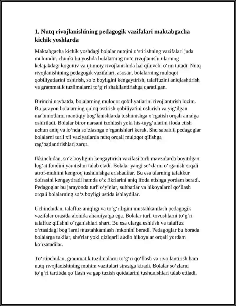 MAKTABGACHA KICHIK YOSHDAGI BOLALAR NUTQINI O'STIRISHNING VAZIFALARI, METODLARI VA VOSITALARI 3