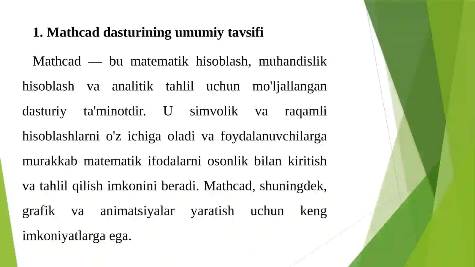 Mathcadda Insequence parametr bilan animatsiya yaratish 3