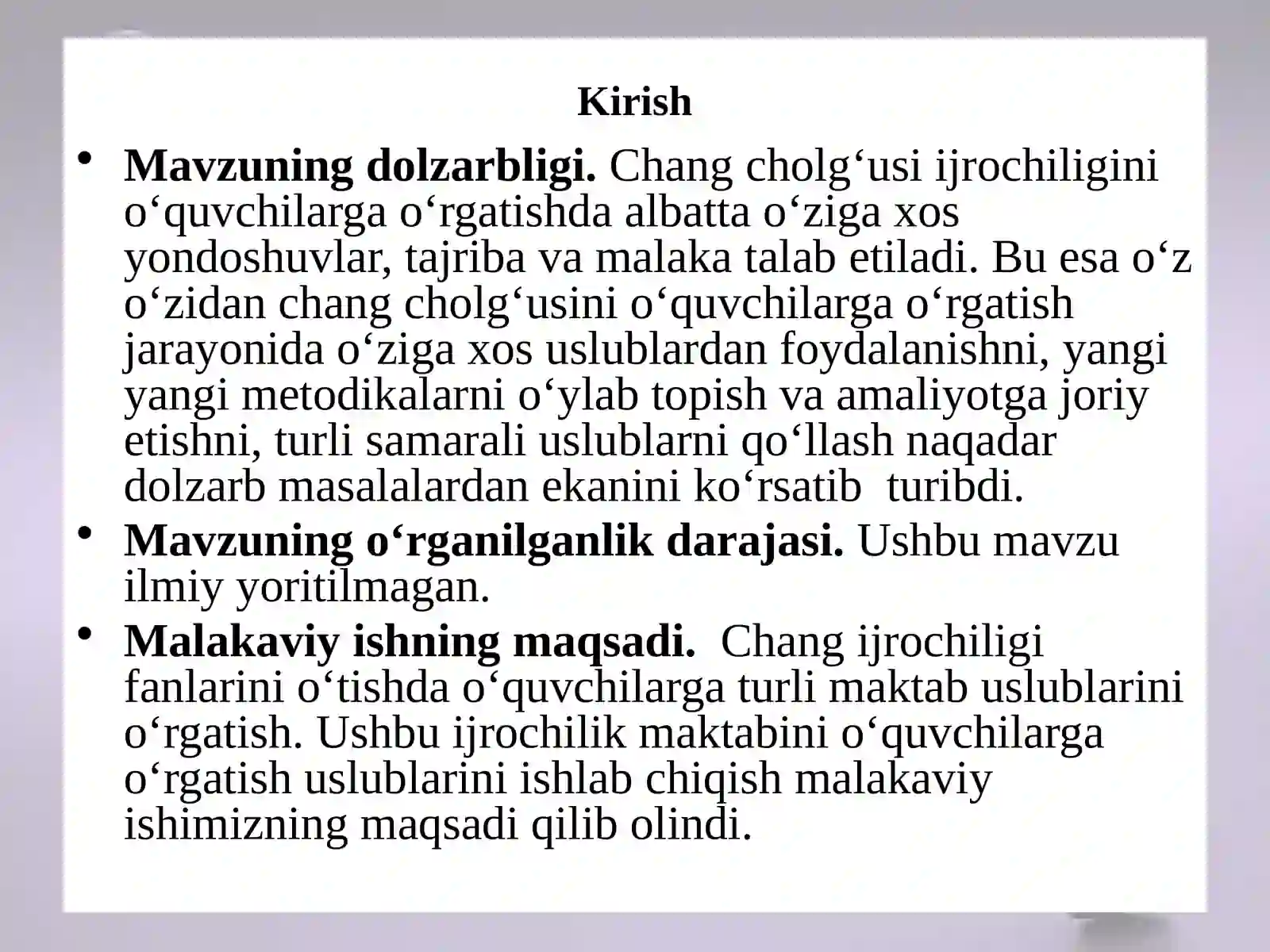 9-sinf o’quvchilariga o’zbek xalq kuyi “Rajabiy” asarini o’rgatish metodikasi 3