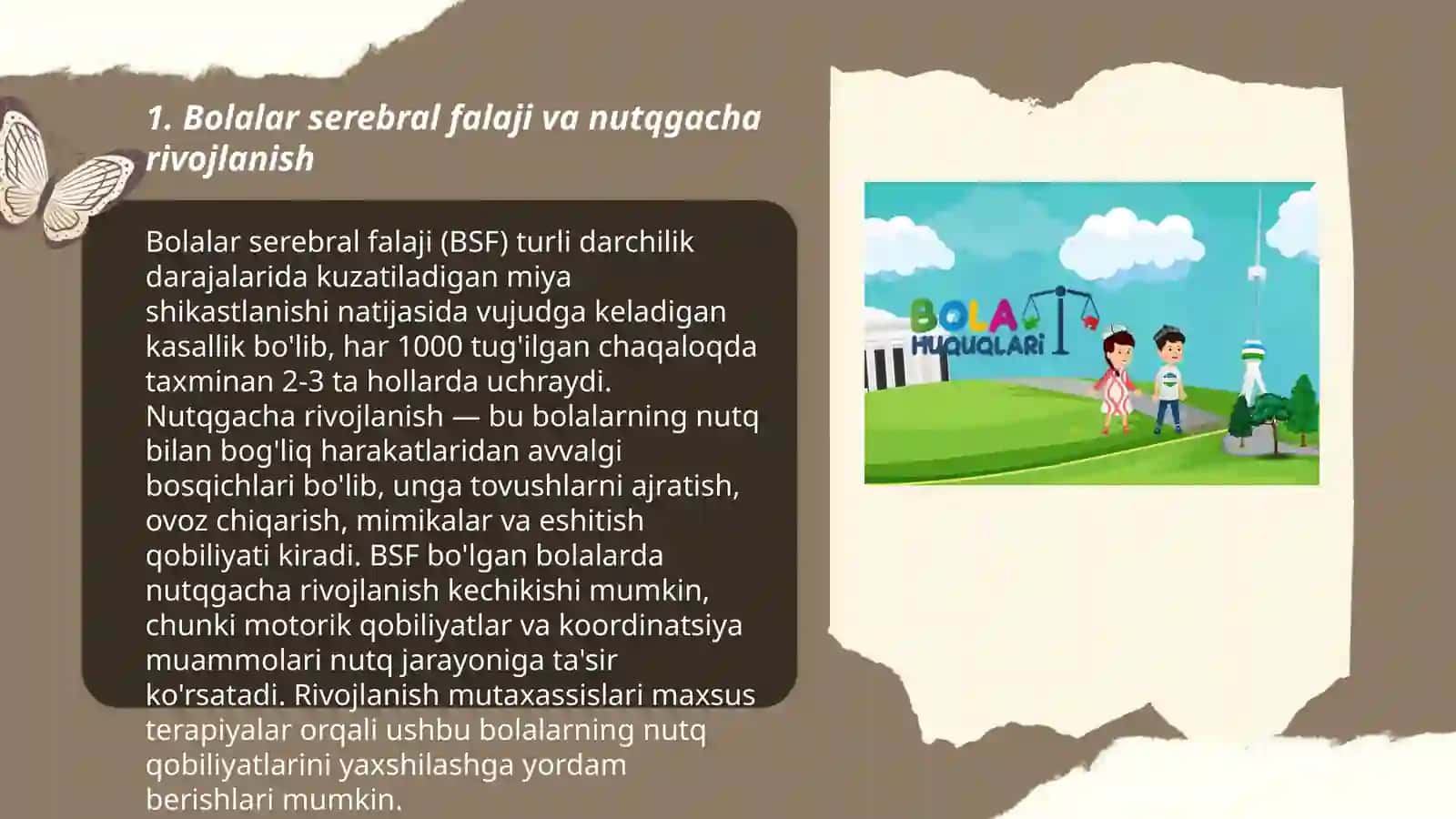 Bolalar serebal falajiga ega bo'lgan bolalarda nutqgacha bo'lgan rivojlanishning tashxisi 3