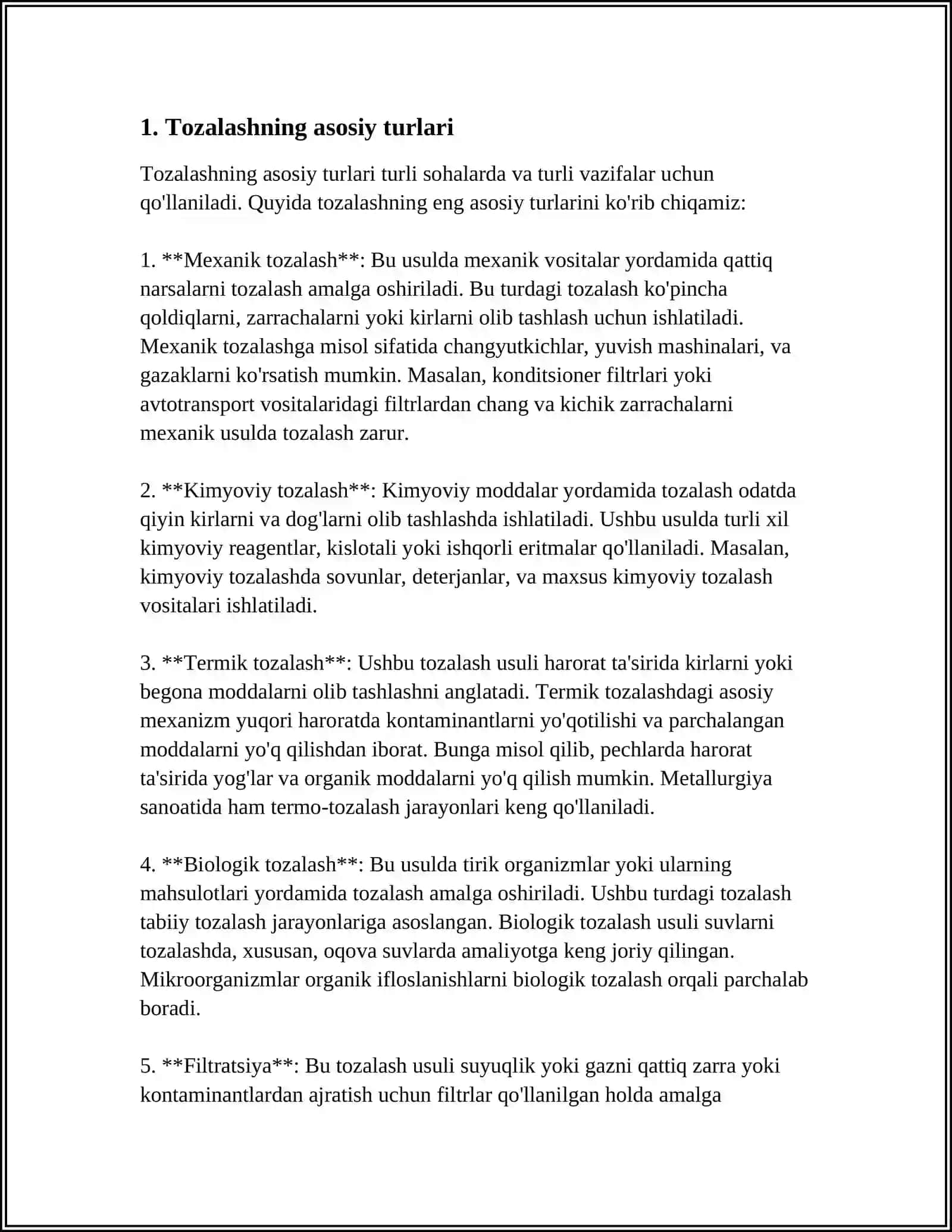 TOZALASH TURLARI VA TASNIFI 3