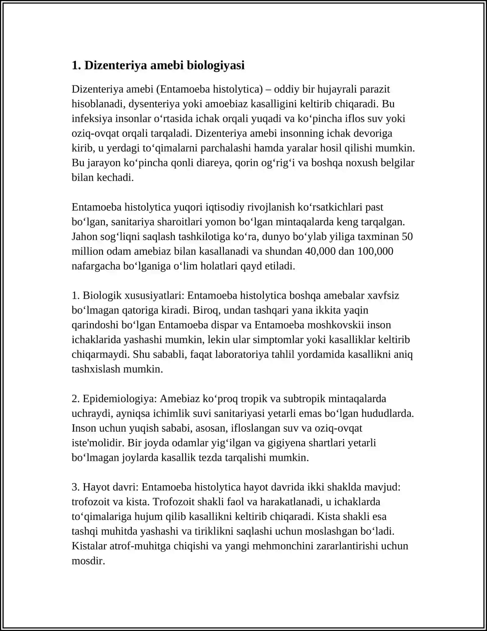ODAM ICHAK PARAZITLARI: DIZENTERIYA AMYOBASI, BALANTIDIY 3