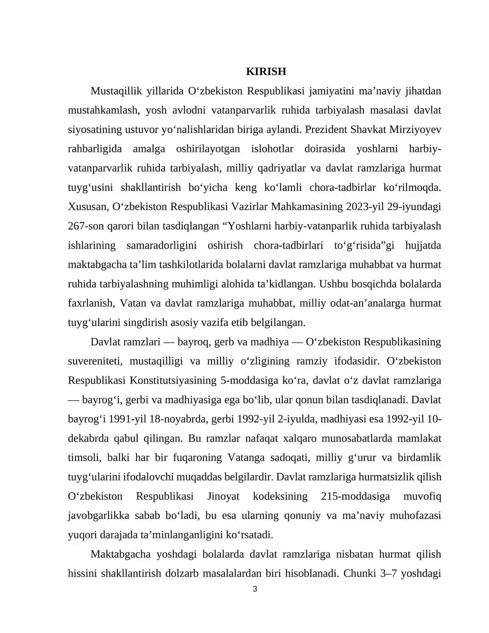 Maktabgacha yoshdagi bolalarga davlat ramzlariga nisbatan hurmat qilish hissini shakllantirish 3
