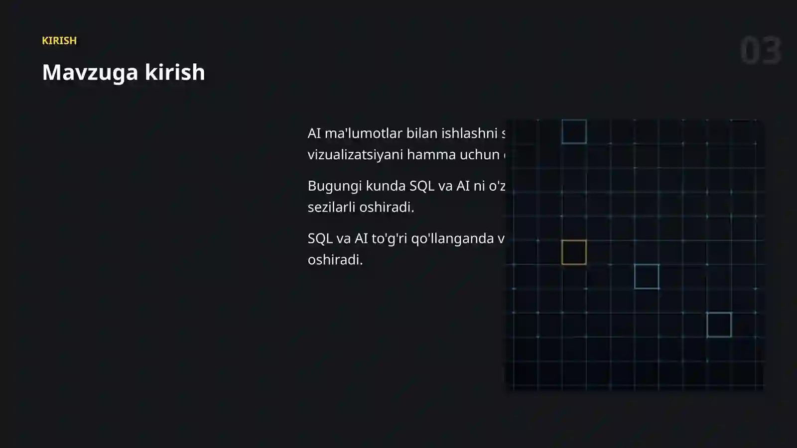 AI MA'LUMOTLAR BILAN ISHLASH 3