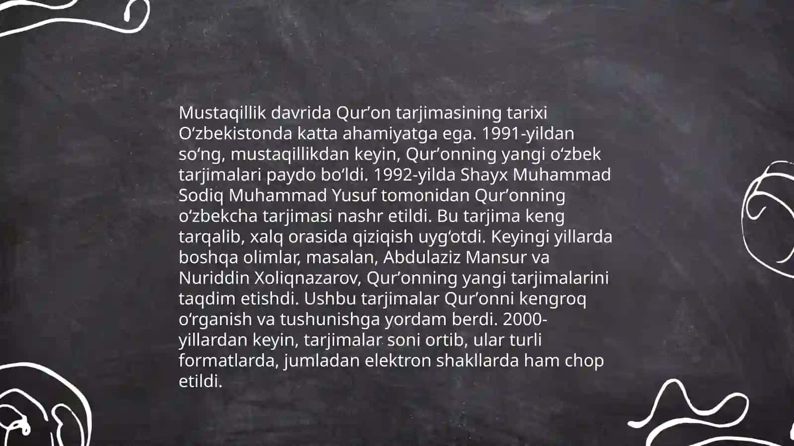Mustaqillik yillarida Qurʼonning òzbek tiliga tarjima qilinishi va tafsiflari 3