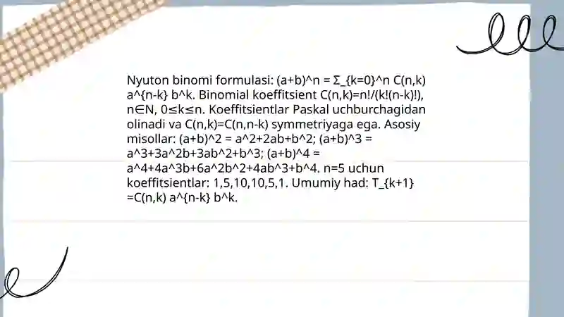 Nyuton binomi. Paskal uchburchagi 3