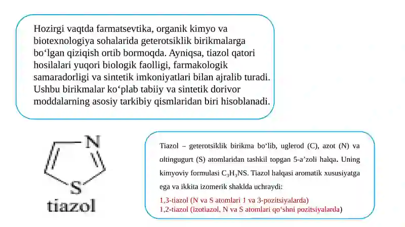 Tiazol qatori hosilalarining biologik faolligi 3