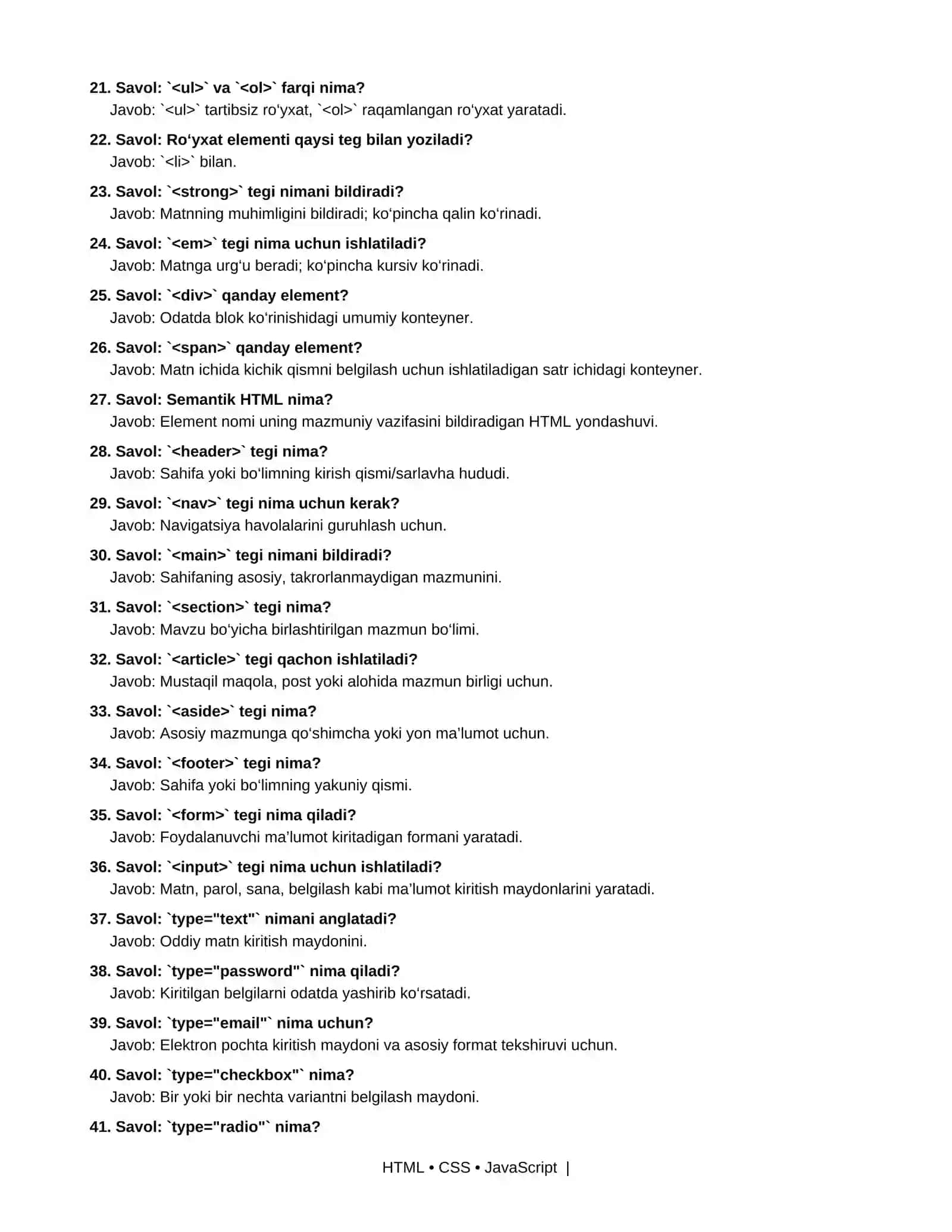 HTML, CSS va JavaScript 3