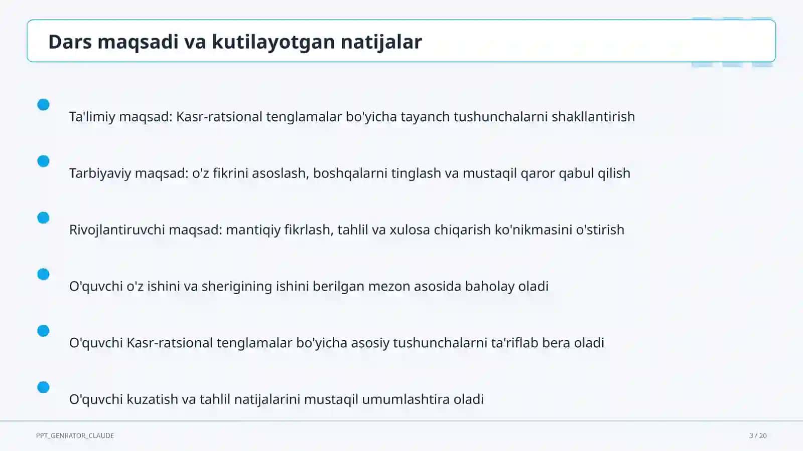 Kasr-ratsional tenglamalar (8-sinf) 3