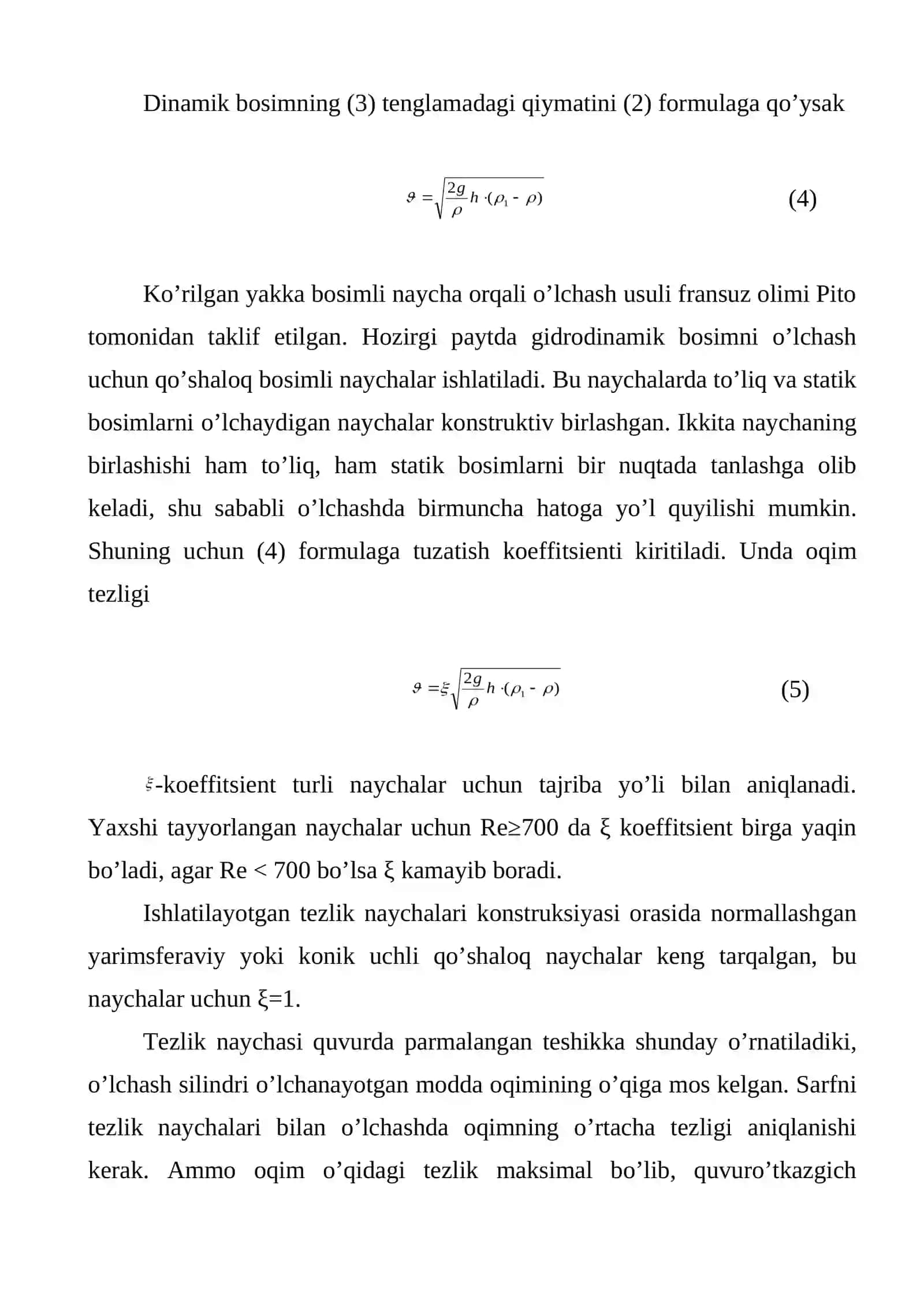 Tezlik bosimi, induksion va o’zgaruvchan sathli sarf o’lchagichlar 3