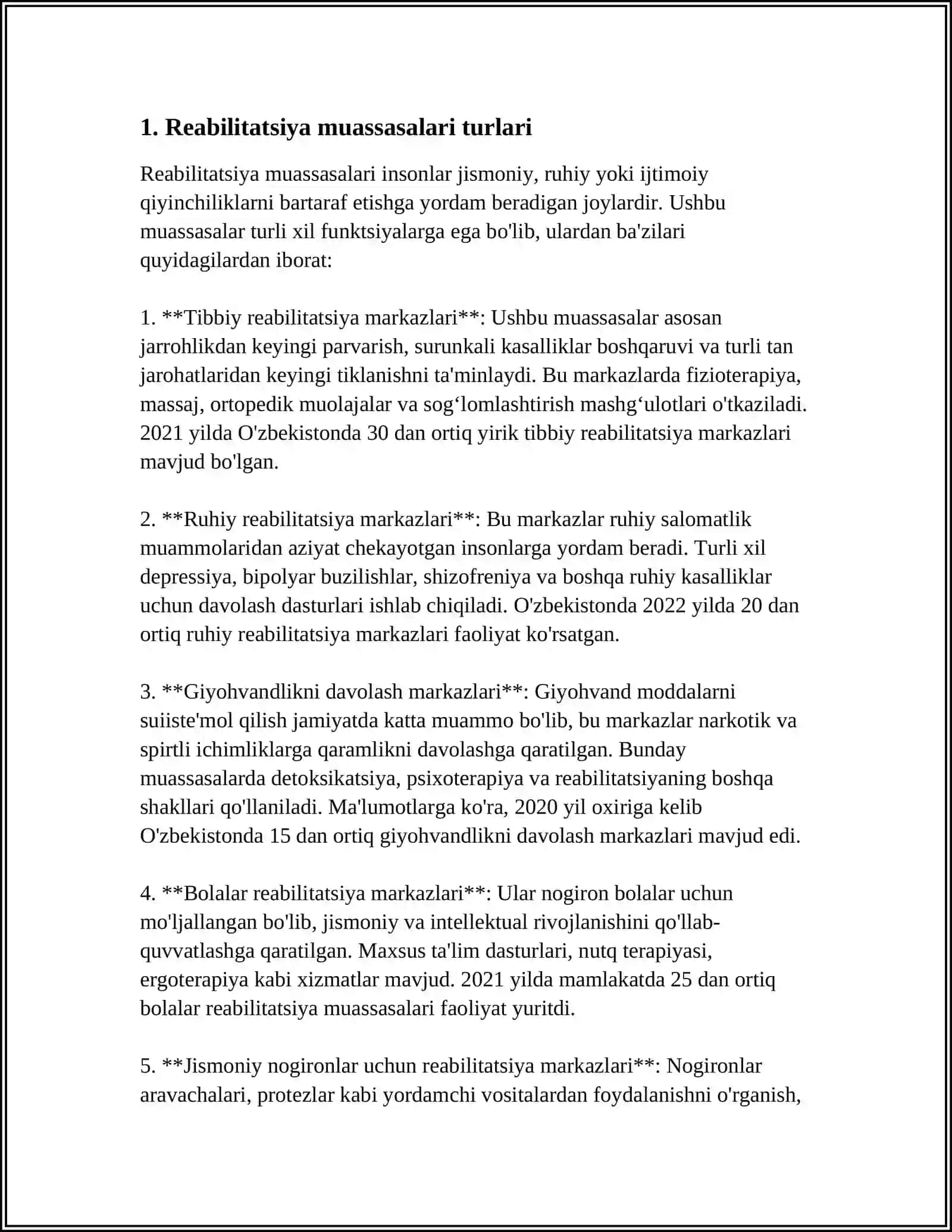 DAVLAT VA NODAVLAT REABILITATSIYA MUASSASALARI FAOLIYATI 3
