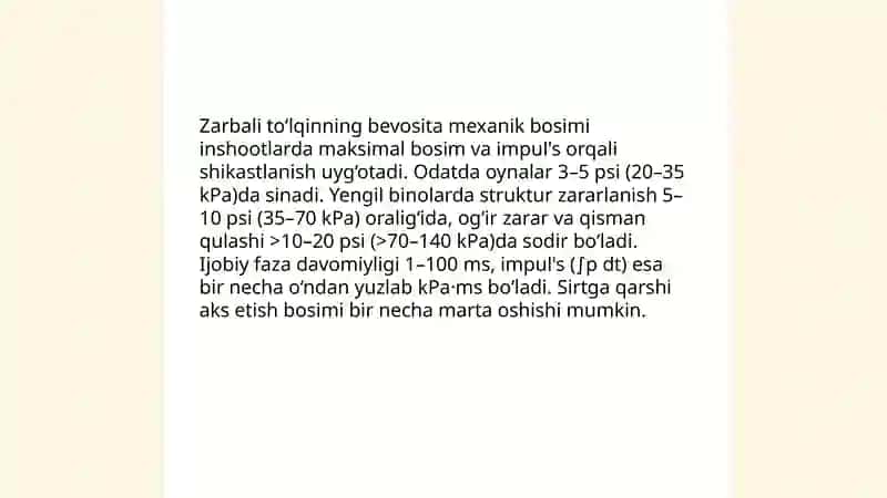 Zarbali to‘lqinni bevosita va bilvosita ta'sirlari 3