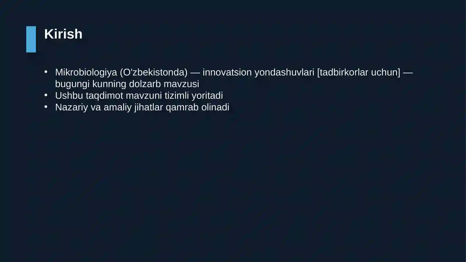 Mikrobiologiya (O'zbekistonda) — innovatsion yondashuvlari [tadbirkorlar uchun] 3