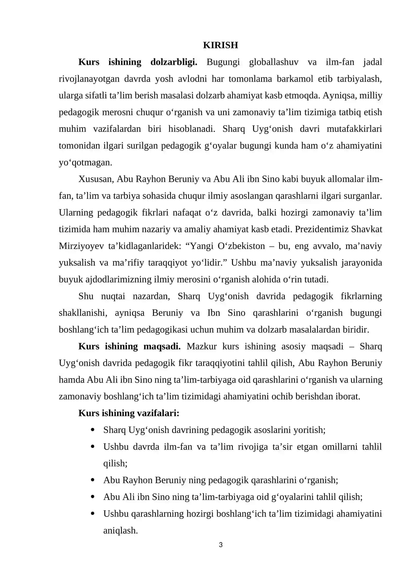 Sharq Uyg‘onish davrida pedagogik fikr taraqqiyoti. Abu Rayhon Beruniy, Abu Ali ibn Sinoning ta’lim-tarbiyaga oid qarashlari 3