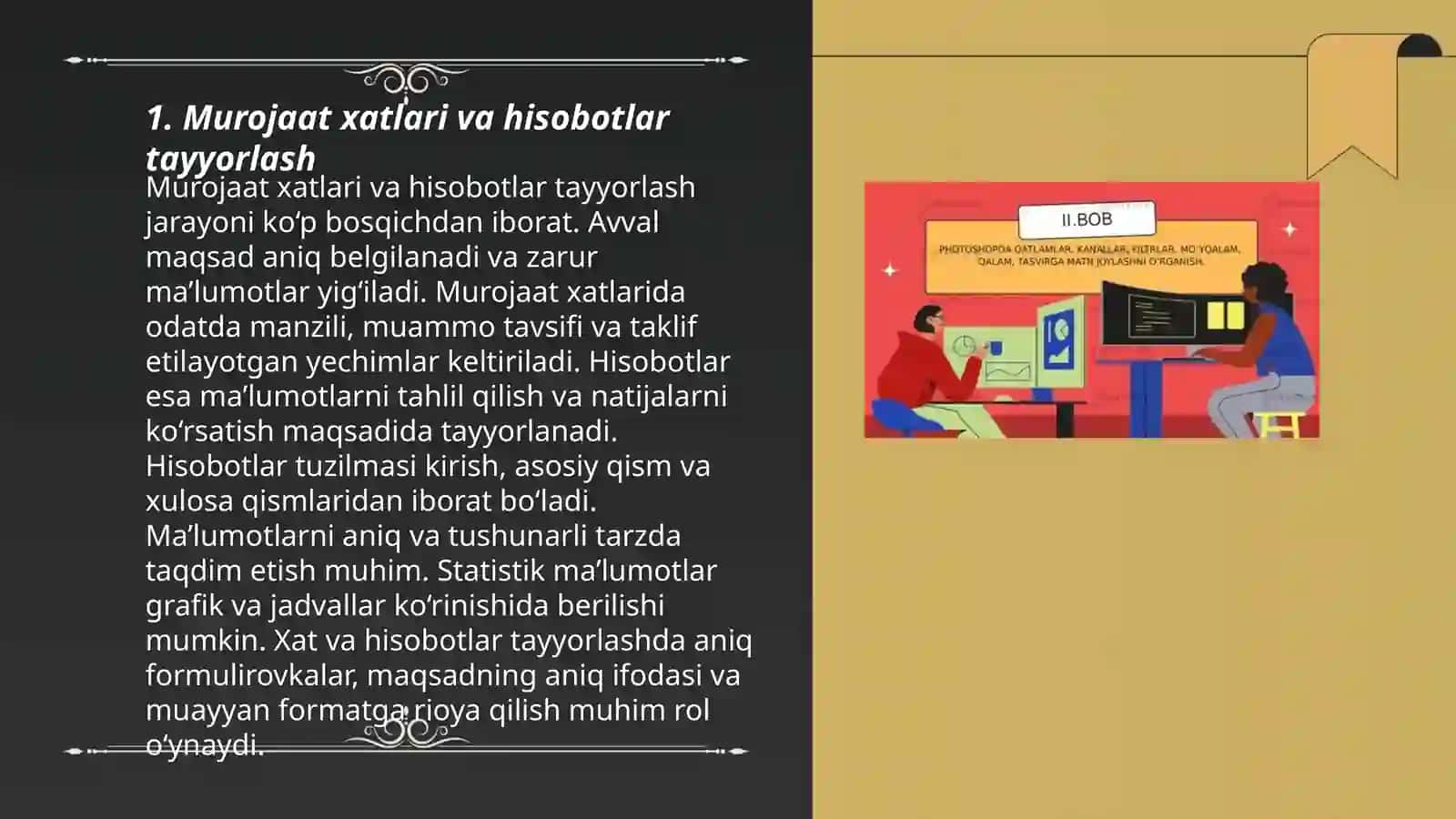 Murojaat xatlari va hisobotlar tayyorlash 3