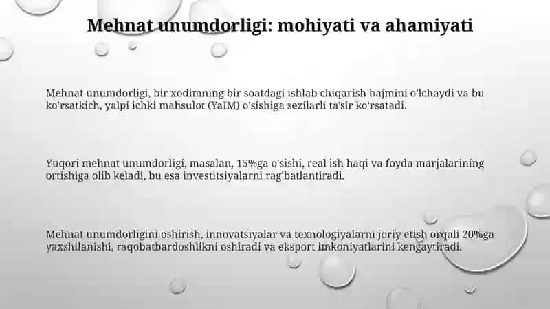 Mehnat unumdorligi-iqtisodiyoʻsish 3