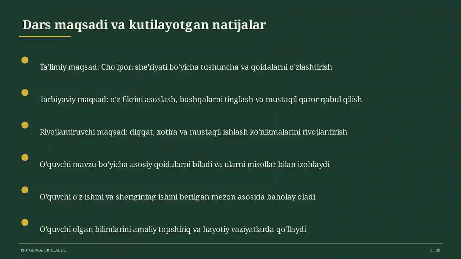 Cho'lpon she'riyati (7-sinf) 3