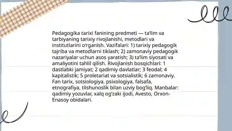 Pedagogika tarixi fanining ilmiy tadqiqotlariga kirish 3