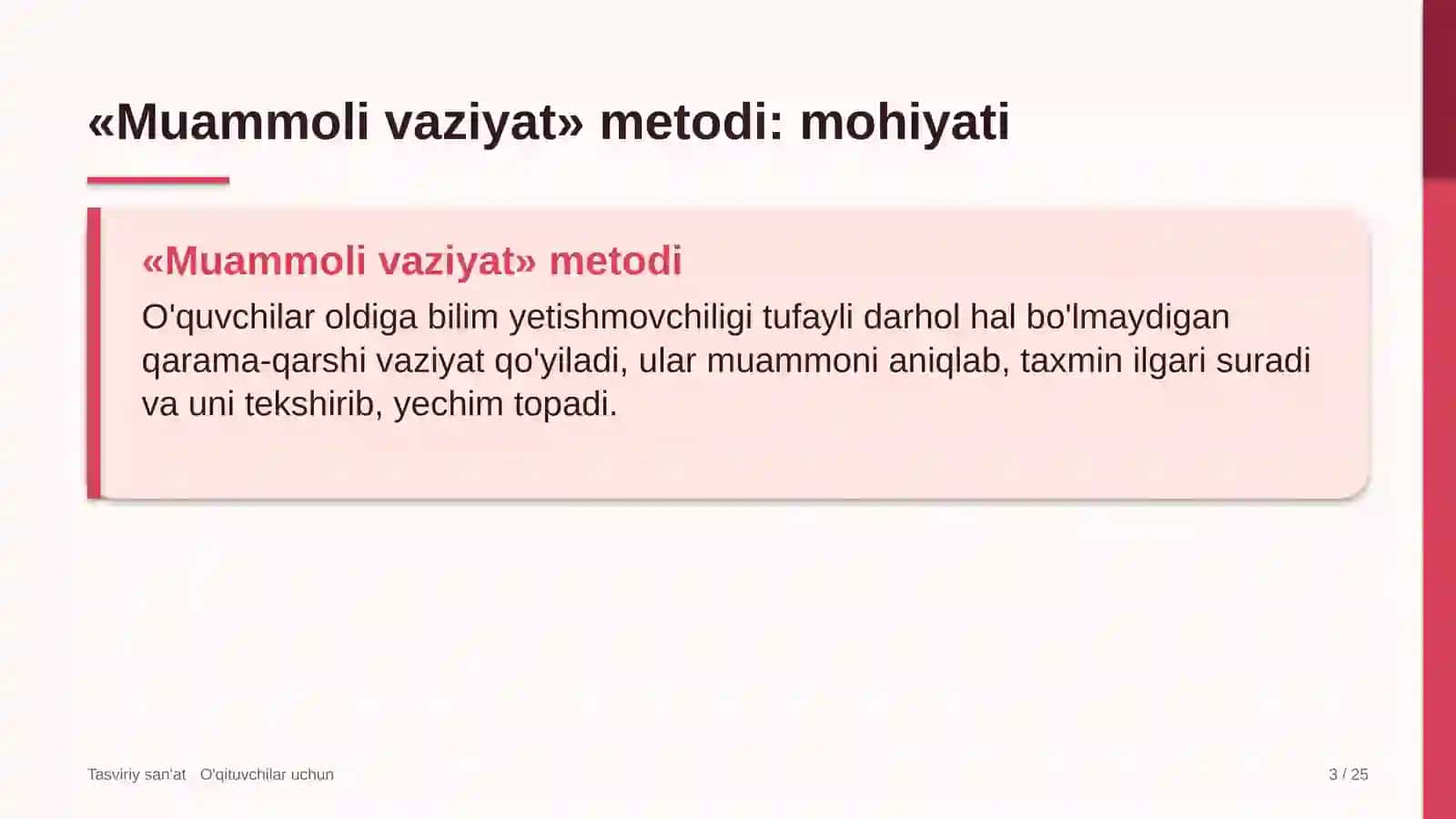tasviriy san'at darslarida muammoli vaziyat metodidan foydalanish 3701 3