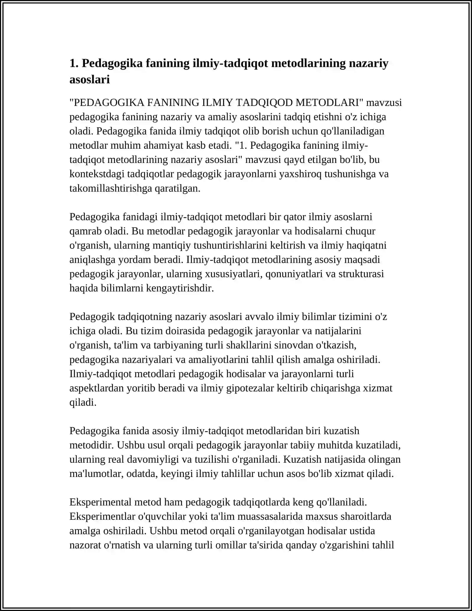 PEDAGOGIKA FANINING ILMIY TADQIQOD METODLARI 3