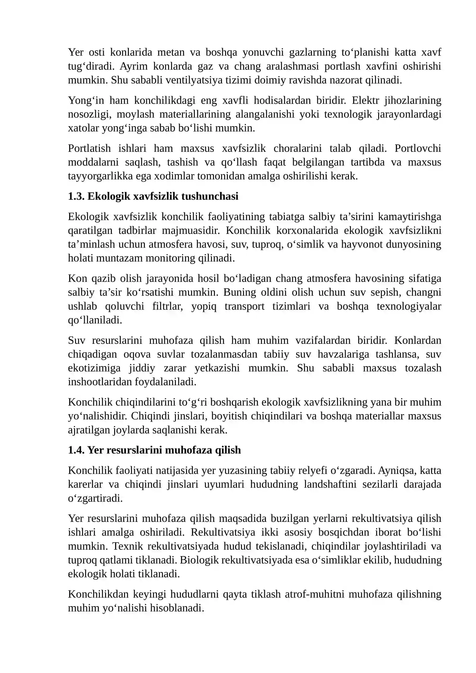 Konchilik Jarayonlarida Ekologik va Sanoat Xavfsizligini Ta’minlash 3