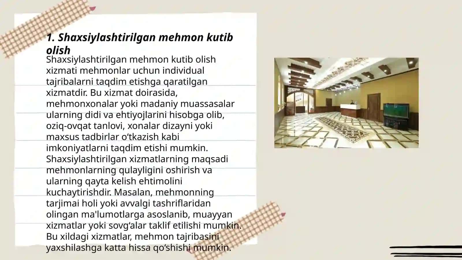Shaxsiylashtirilgan mehmon kutib olish 3