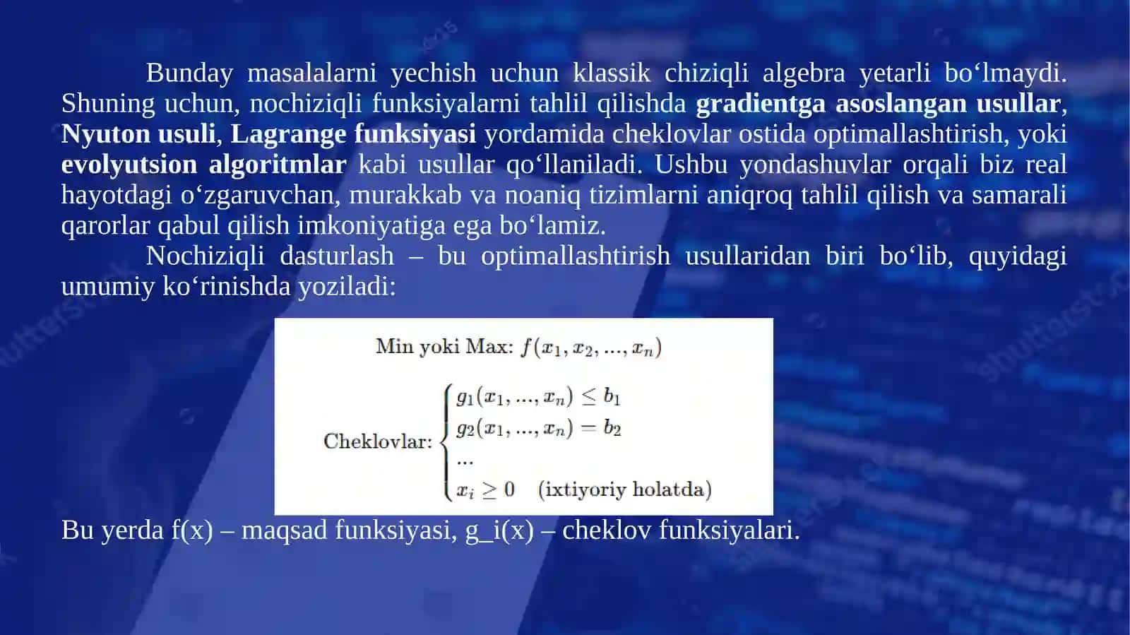 Tibbiyotda resurslarni taqsimlash uchun nochiziqli dasturlash modelini tuzish. 3
