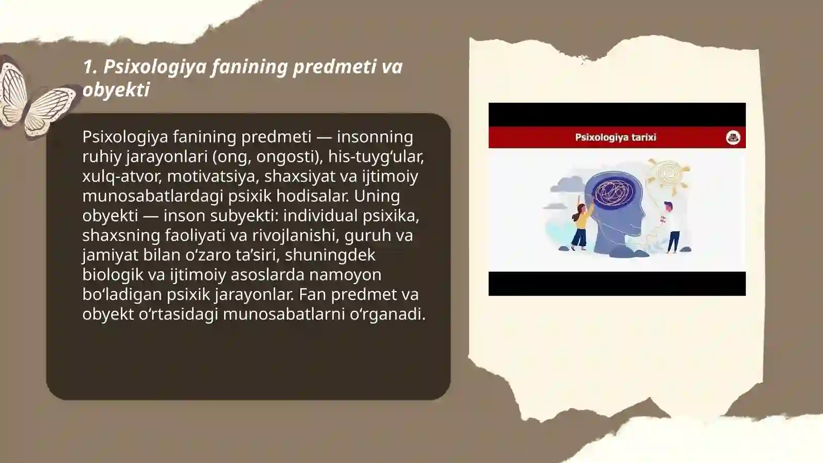 Psixologiya fanining predmeti, rivojlanish tarixi, sohalari tadqiqot metodlari 3
