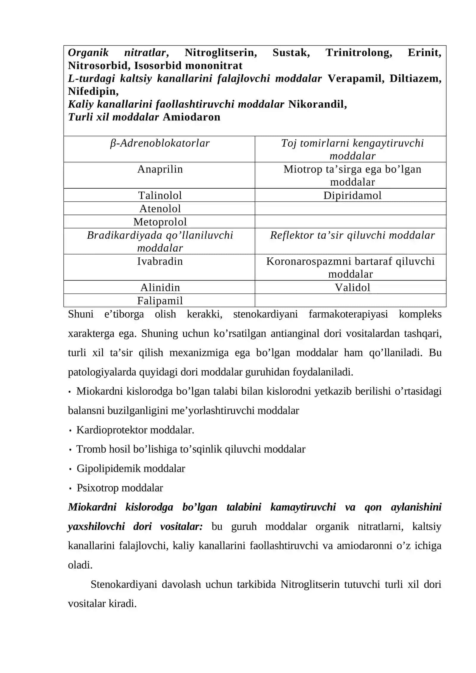 Stenokardiya farmakoterapiyasi 3