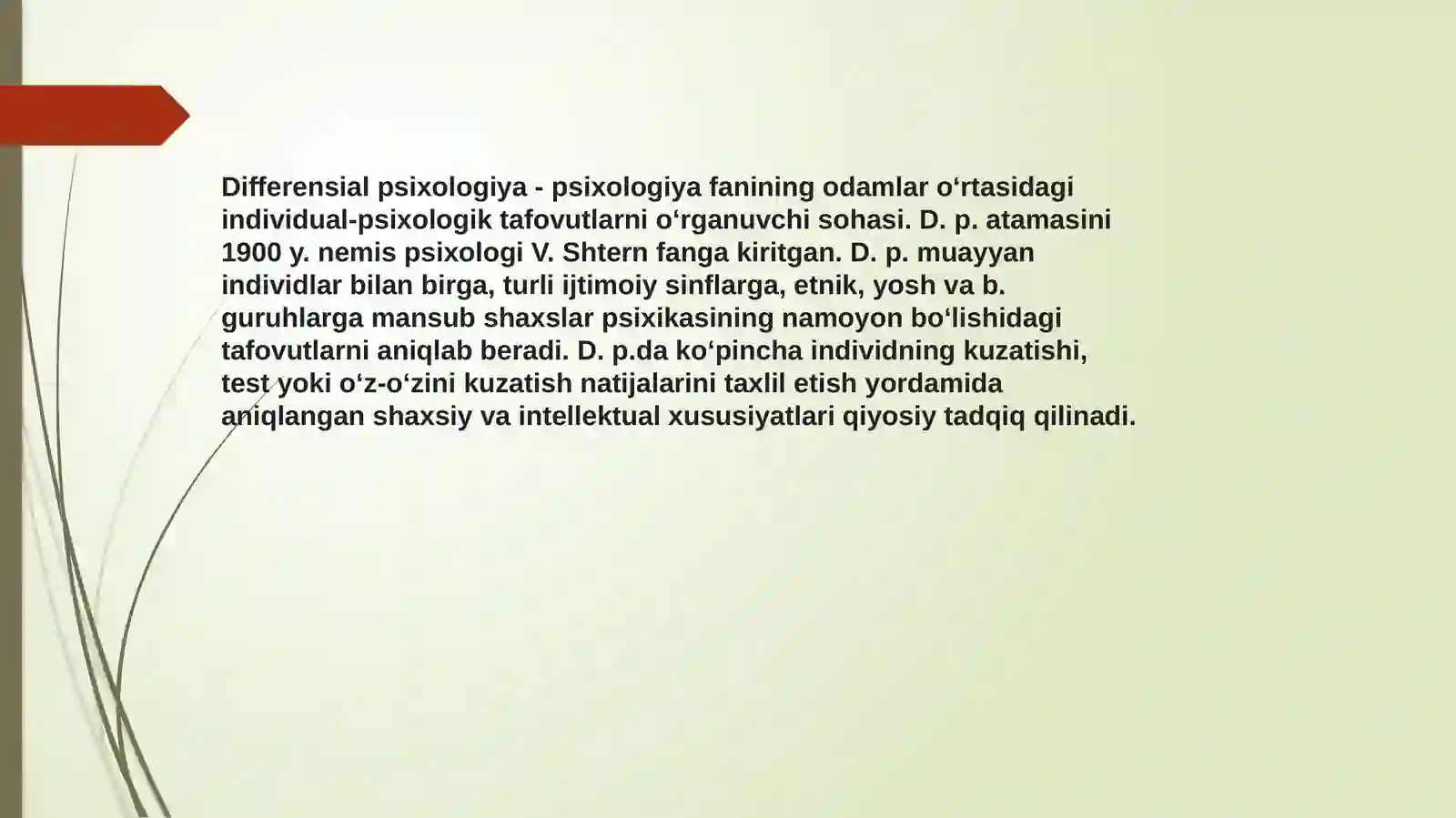 DIFFERENSIAL PSIXOLOGIYA INDIVIDUAL FARQLAR TO‘G‘TISIDAGI TASNIFDA 3
