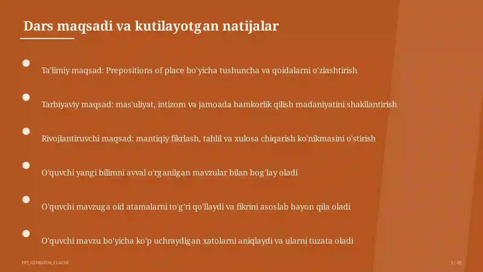 Prepositions of place (4-sinf) 3