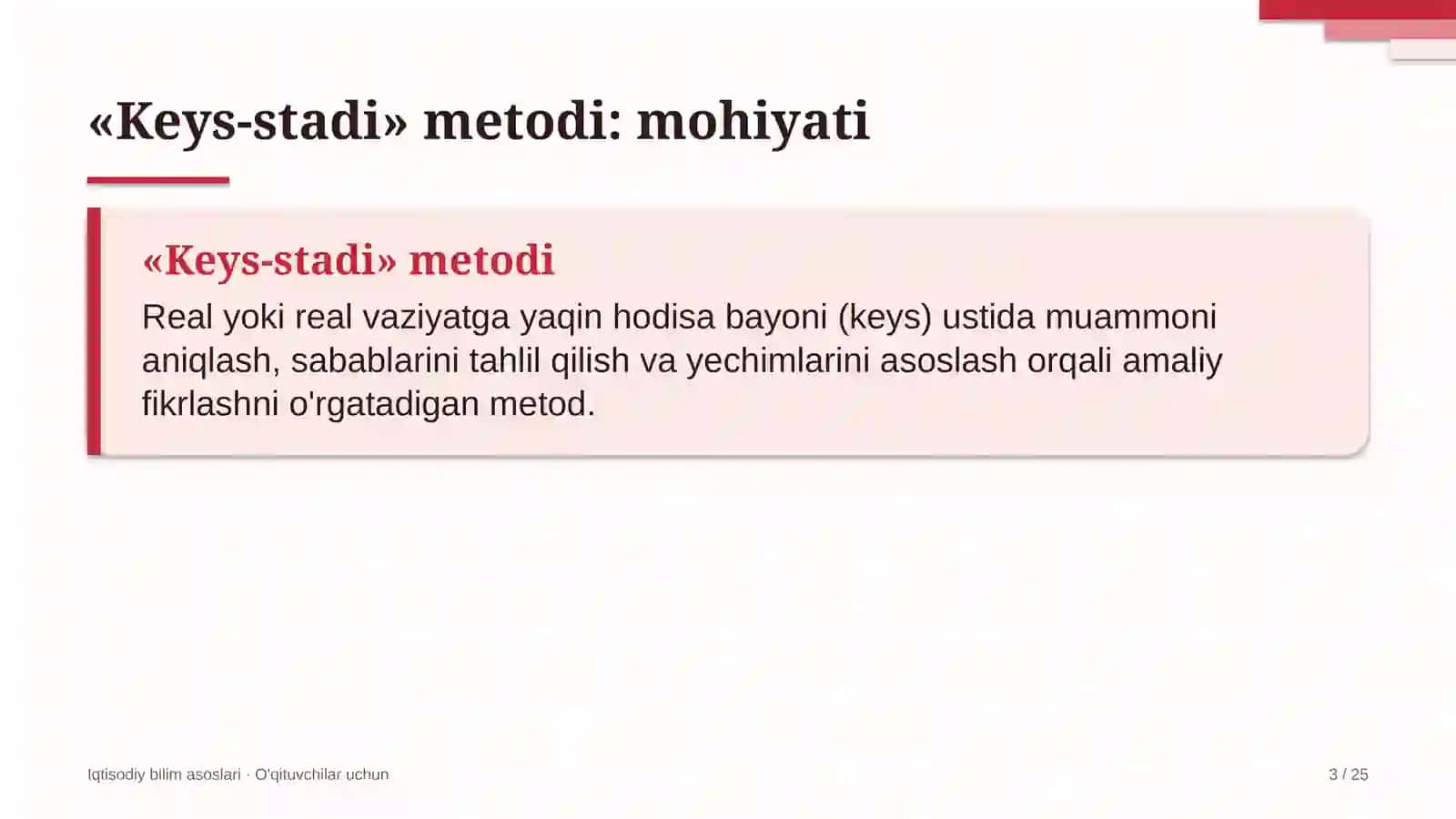 iqtisodiy bilim asoslari darslarida keys stadi metodidan foydalanish 9561 3